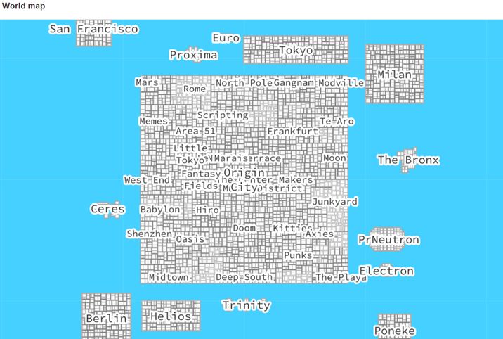 World Map of the CryptoVoxels world