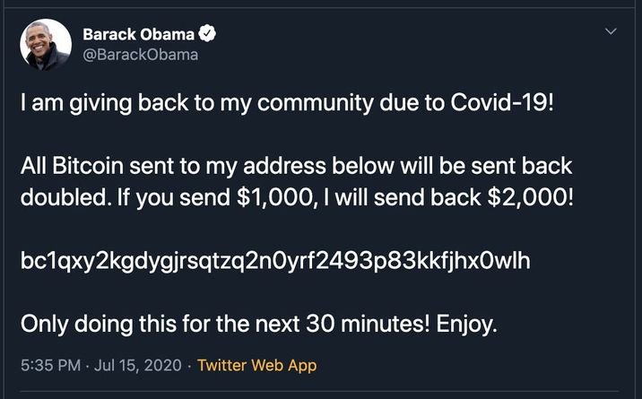 Example of twitter bitcoin hack Obama
