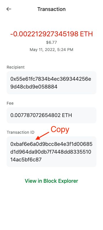 Copy Transaction ID Screenshot